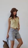 Kadın Grey Şort Jean