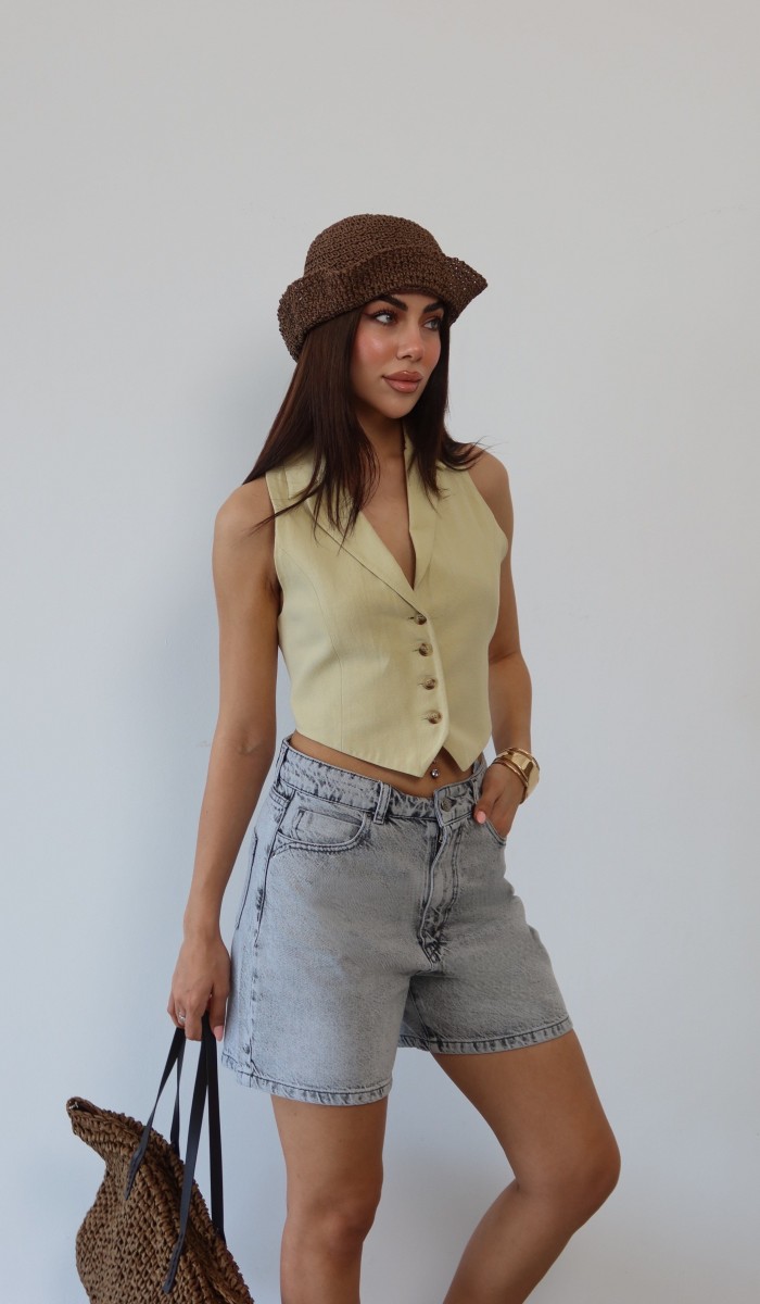 Kadın Grey Şort Jean