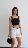 Kemer Detaylı Puantiyeli 4 Cepli Ekru Jean Short