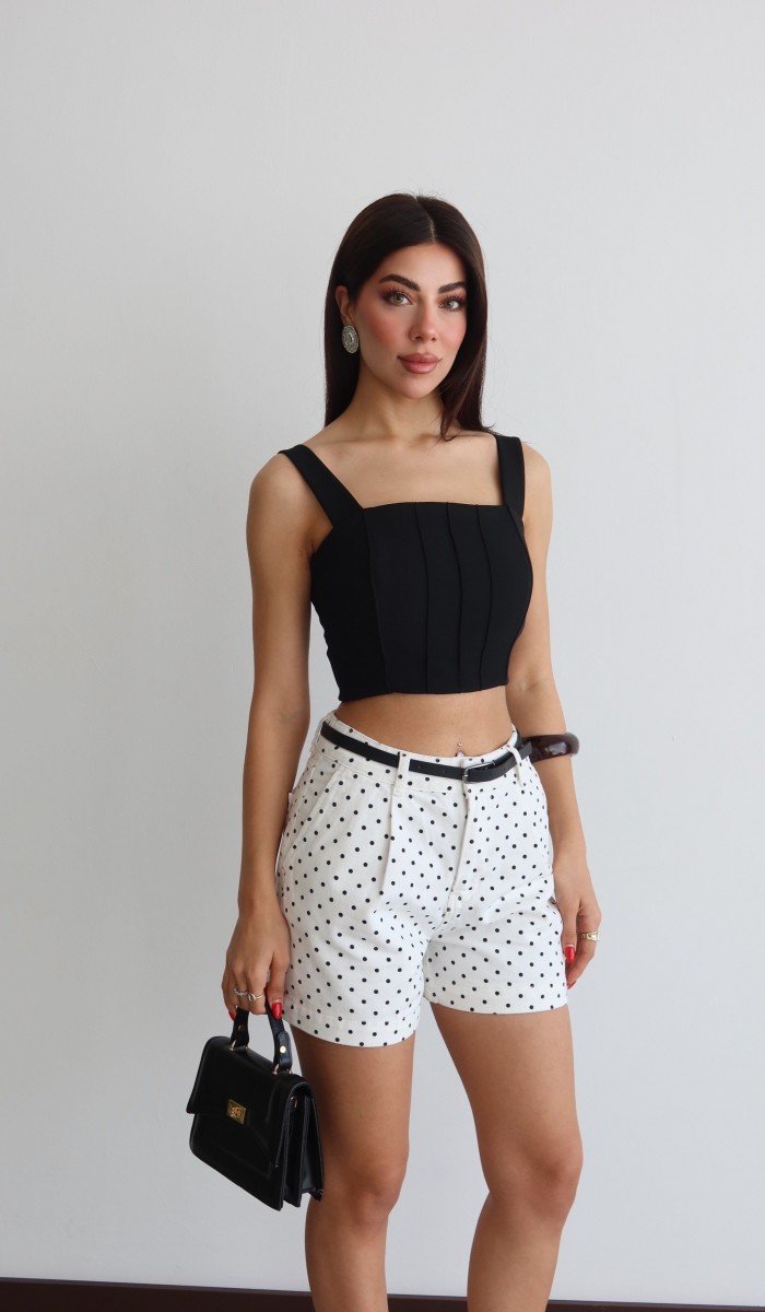 Kemer Detaylı Puantiyeli 4 Cepli Ekru Jean Short