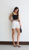 Kemer Detaylı Puantiyeli 4 Cepli Ekru Jean Short