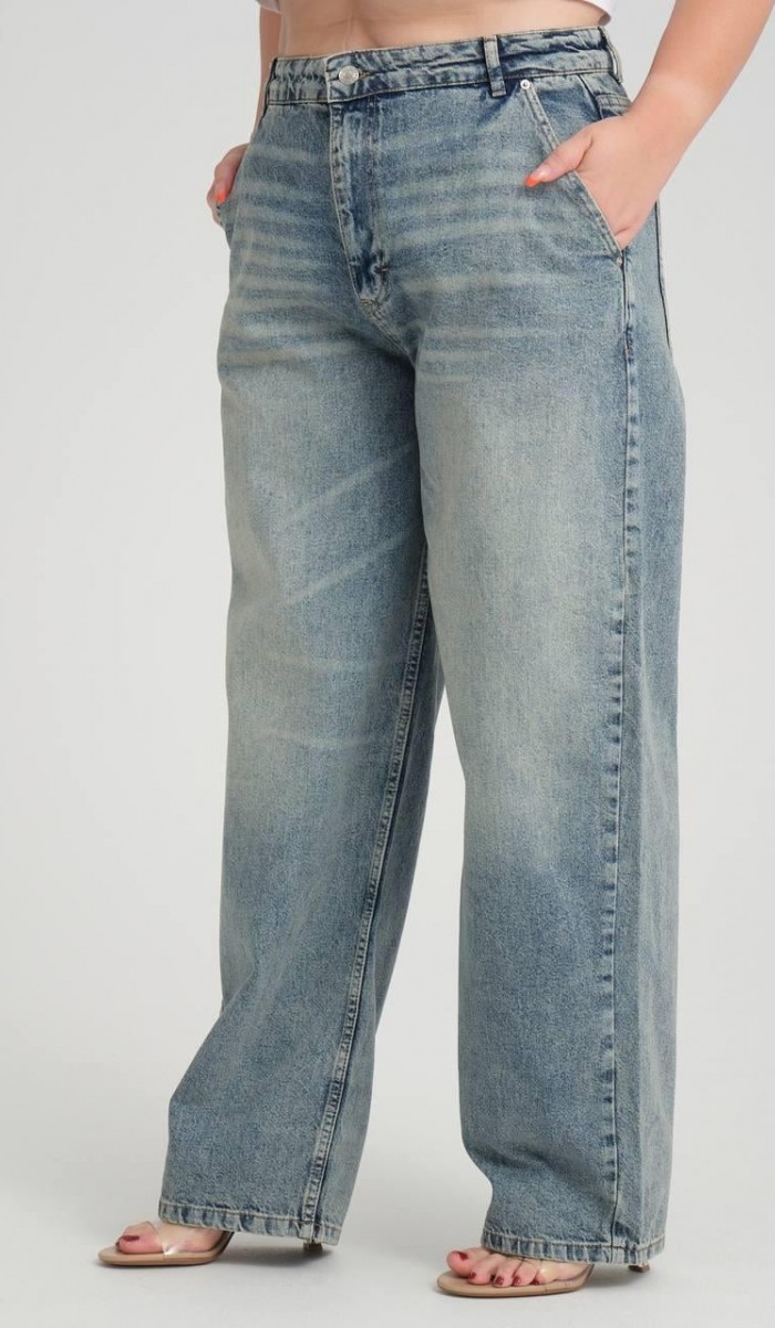 Yüksek Bel Bol Kesim Blue Tint Skater Jean Pantolon Yüksek Bel Bol Kesim Blue Tint Skater Jean Pantolon