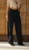Skater Fit Yüksek Bel Bol Paça Black Jean Pantolon