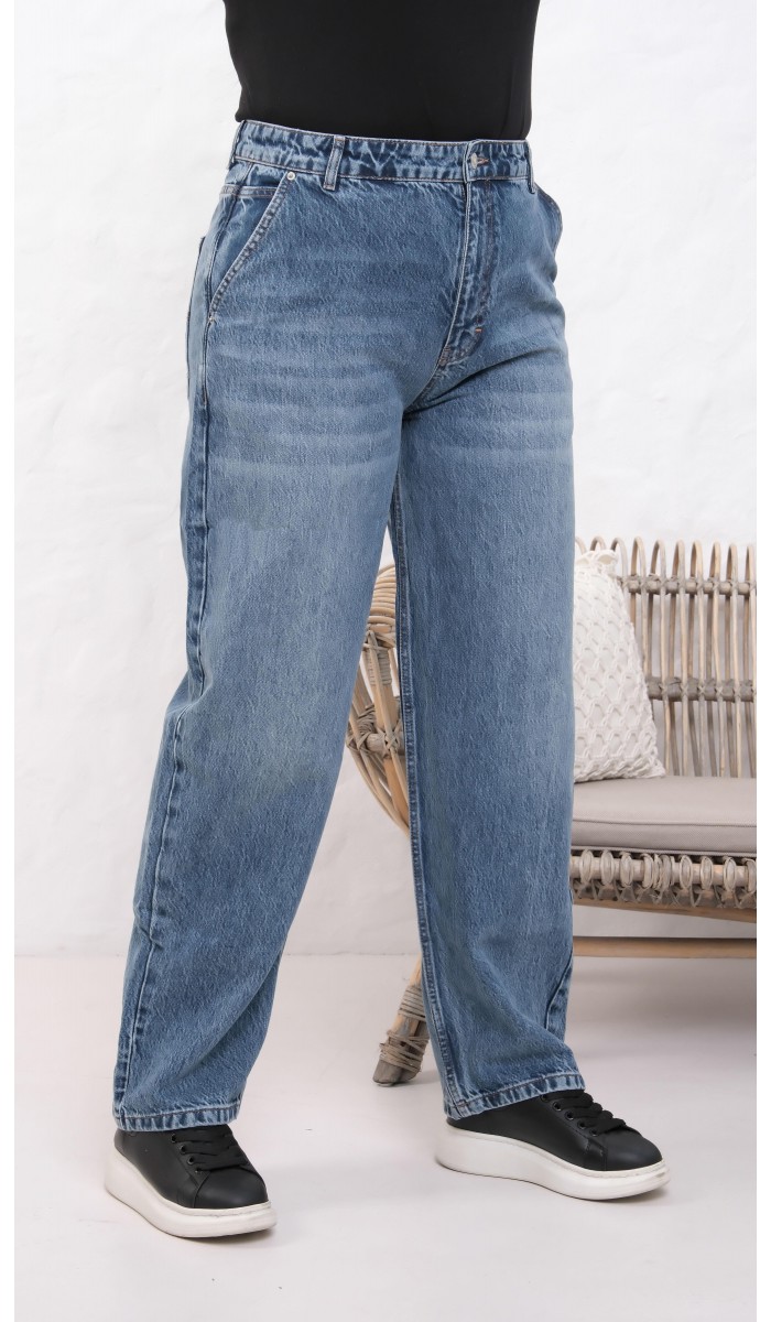 Yüksek Bel Battal Kesim Dark Blue Jean Pantolon Yüksek Bel Battal Kesim Dark Blue Jean Pantolon