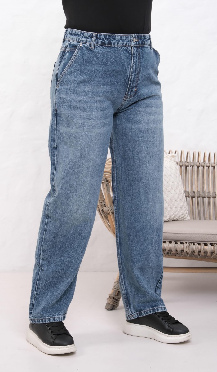 Yüksek Bel Battal Kesim Dark Blue Jean Pantolon Yüksek Bel Battal Kesim Dark Blue Jean Pantolon