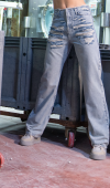Yüksek Bel Boru Kesim Detaylı Straight Light Blue Jean Pantolon