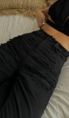 Yüksek bel detaylı black Straight Jean Pantolon