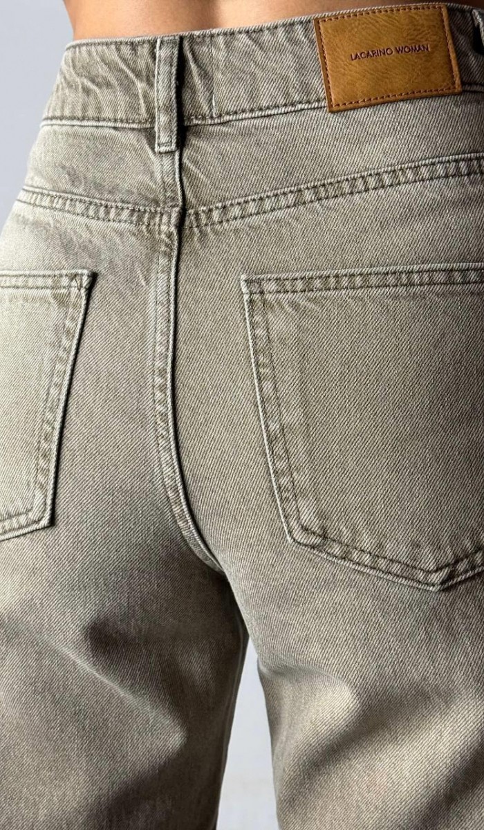 Yüksek Bel Normal Kalıp Antrasit Jean Pantolon