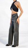 Yüksek Bel Normal Kalıp Onyx Black Jean Pantolon