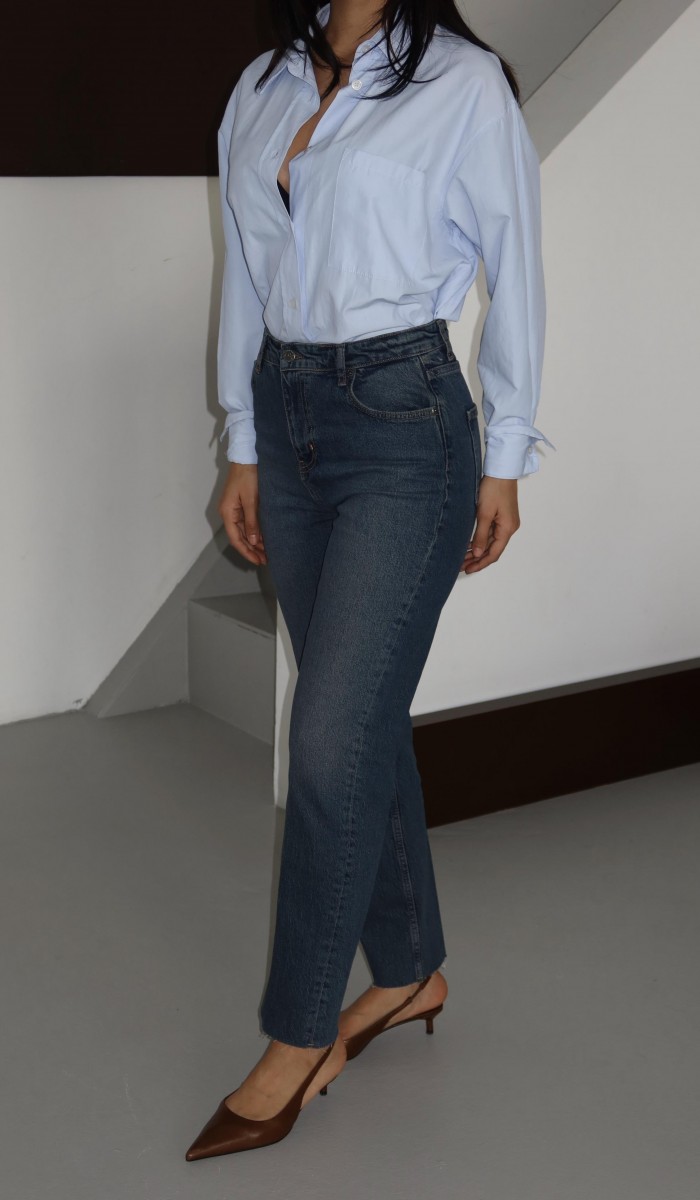 Yüksek Bel Paça Kesik Detaylı Kahve Tint Jean Pantolon Yüksek Bel Paça Kesik Detaylı Kahve Tint Jean Pantolon