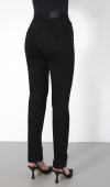 Yüksek Bel Boru Kesim Drop Detaylı Black Jean Pantolon