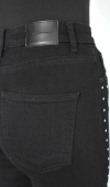 Yüksek Bel Boru Kesim Drop Detaylı Black Jean Pantolon