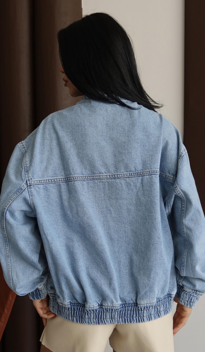 Yaka Fermuar Detaylı Unisex Blue Sweatshirt