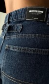 Yüksek Bel Bol Paça Dark Blue Wide Leg Jean Pantolon