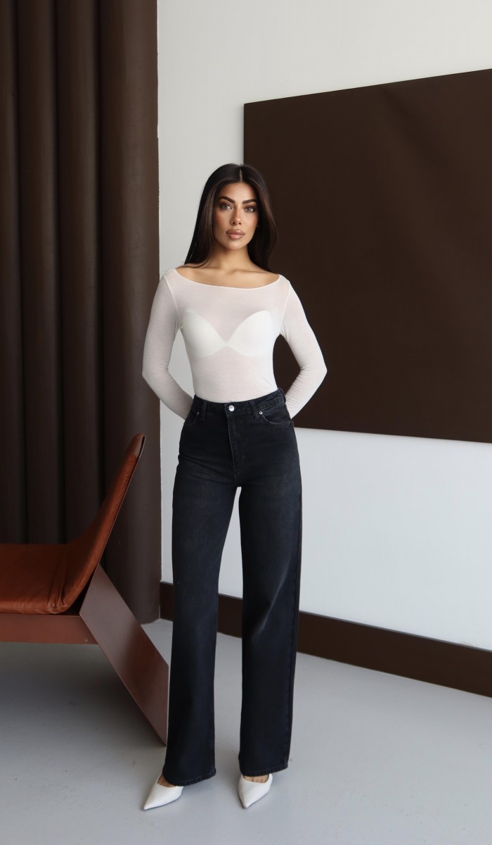 Yüksek Bel Rahat Kalıp Black Black Jean Pantolon