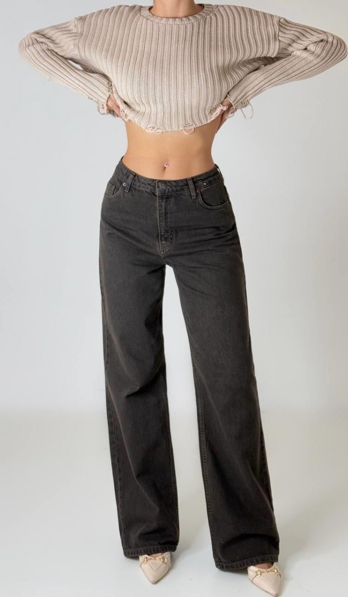 Geniş Paça Wide leg Brown Jean Pantolon