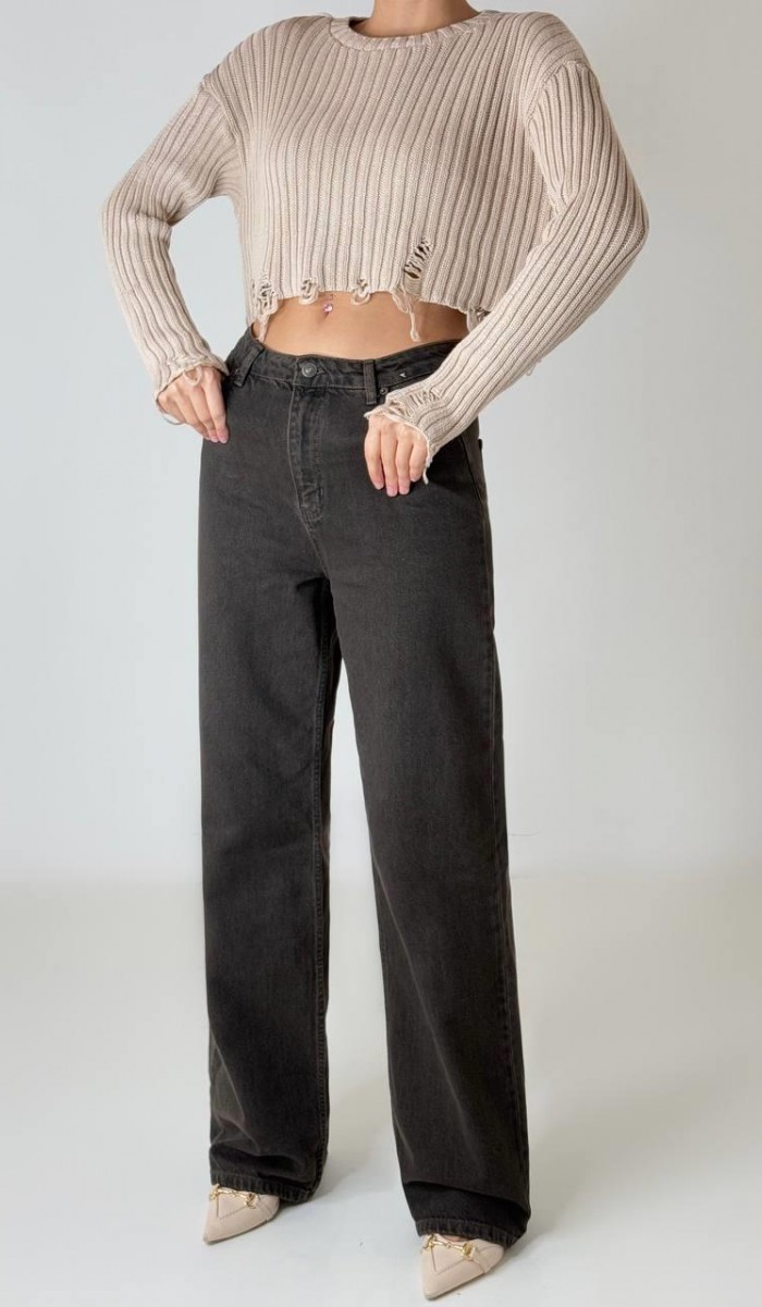 Geniş Paça Wide leg Brown Jean Pantolon