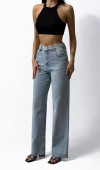 Yüksek Bel Bol Kesim Light Blue Jean Pantolon