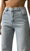 Yüksek Bel Bol Kesim Light Blue Jean Pantolon