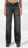 Kadın Yüksek Bel Bol Kesim Onyx Black Jean Pantolon