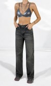 Kadın Yüksek Bel Bol Kesim Onyx Black Jean Pantolon