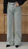 Yüksek Bel Boru Kalıp Lıght Green Jean Pantolon