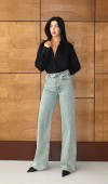 Yüksek Bel Boru Kalıp Lıght Green Jean Pantolon