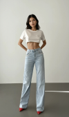 Yüksek Bel Cep Ön Cep Taş İşleme Detaylı Light Blue Jean Pantolon