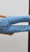 Yüksek Bel Geniş Kesim Wıdeleg Kalıp Çiçek Basklı Jean Pantolon