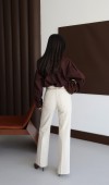 Yüksek Bel Kemer Zincir Detaylı Naturel Jean Pantolon