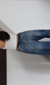 Düşük Bel Ters Kemer Detaylı Bej Tint Jean Pantolon