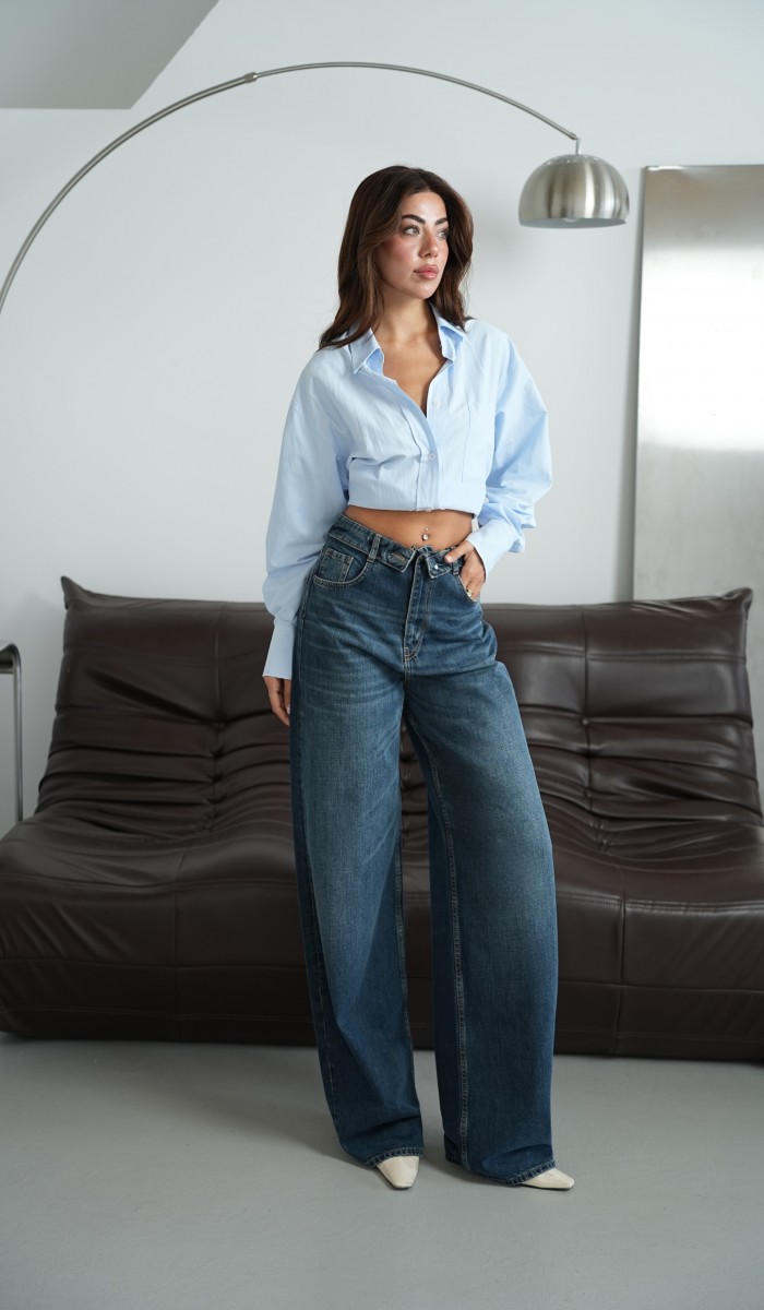 Yüksek Bel Ters Kemer Detaylı Od Brown Jean Pantolon