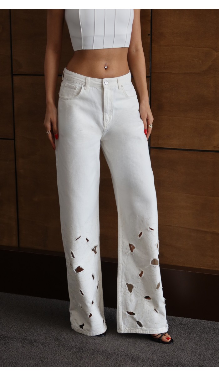BTKM  34/40  EKRU  Nakışlı Pantolon