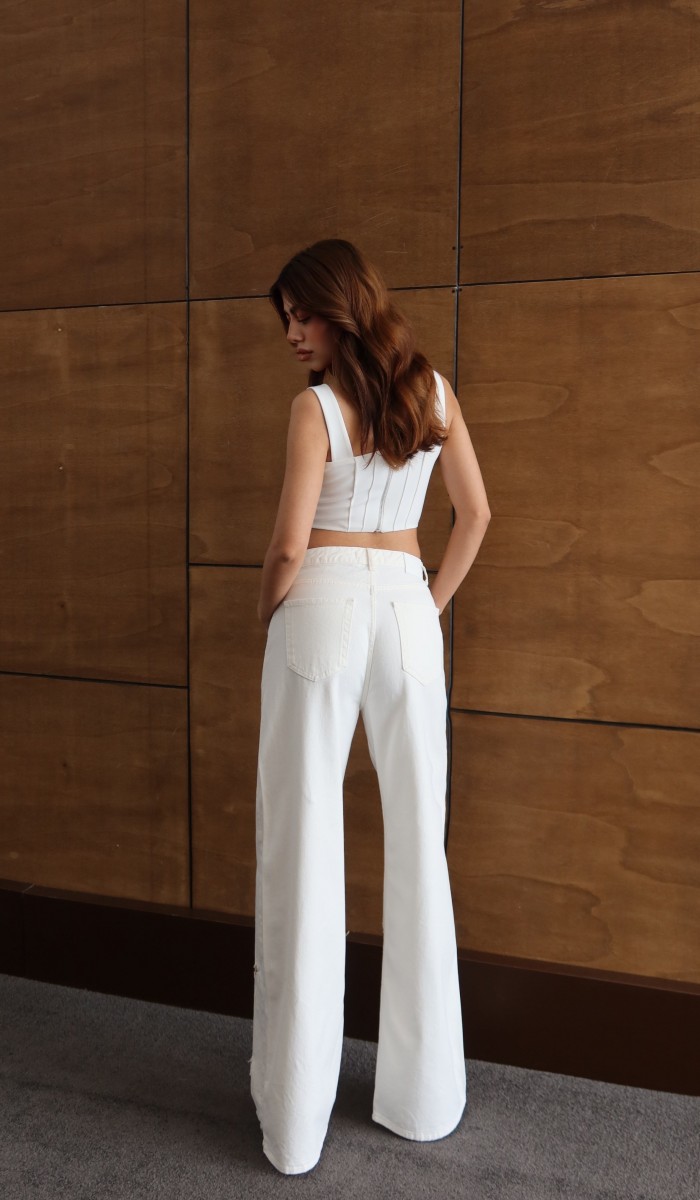 BTKM  34/40  EKRU  Nakışlı Pantolon