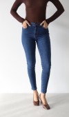 Yüksek Bel Dar Paça Dark Blue Kadın Jean Pantolon