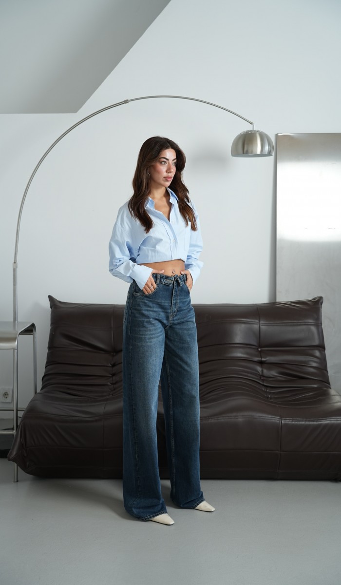 Yüksek Bel Ters Kemer Detaylı Od Brown Jean Pantolon