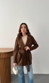 Camel Süet Bağlamalı Ceket L