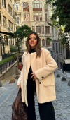 Ekru Tüylü Yumoş Kaban L