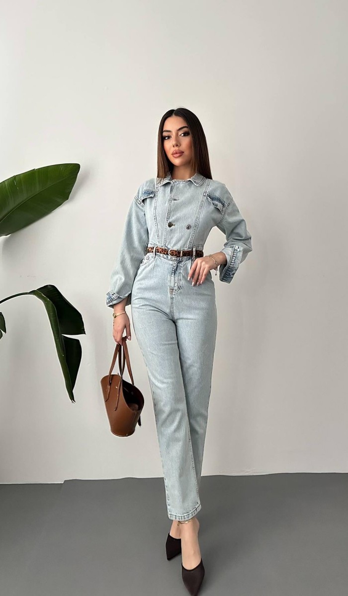 Kar Yıkama Blue Denim Tulum L