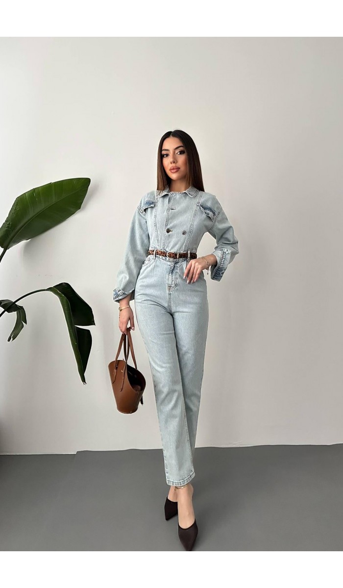 Kar Yıkama Blue Denim Tulum L