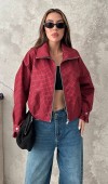 Kırmızı Ekose Bomber Ceket L