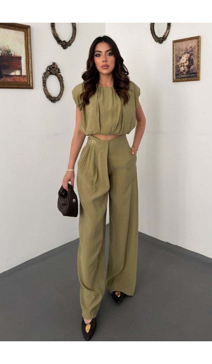 Olive Modal Bluz Ve Pantolon Takım L Olive Modal Bluz Ve Pantolon Takım L