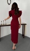 Bordo Işıltılı Elbise L