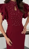 Bordo Işıltılı Elbise L