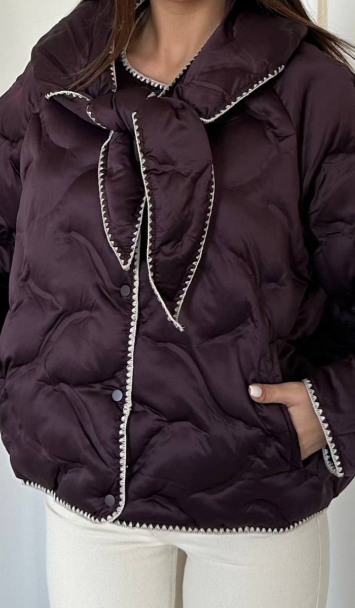 Bordo Süs Dikiş Detaylı Mont L