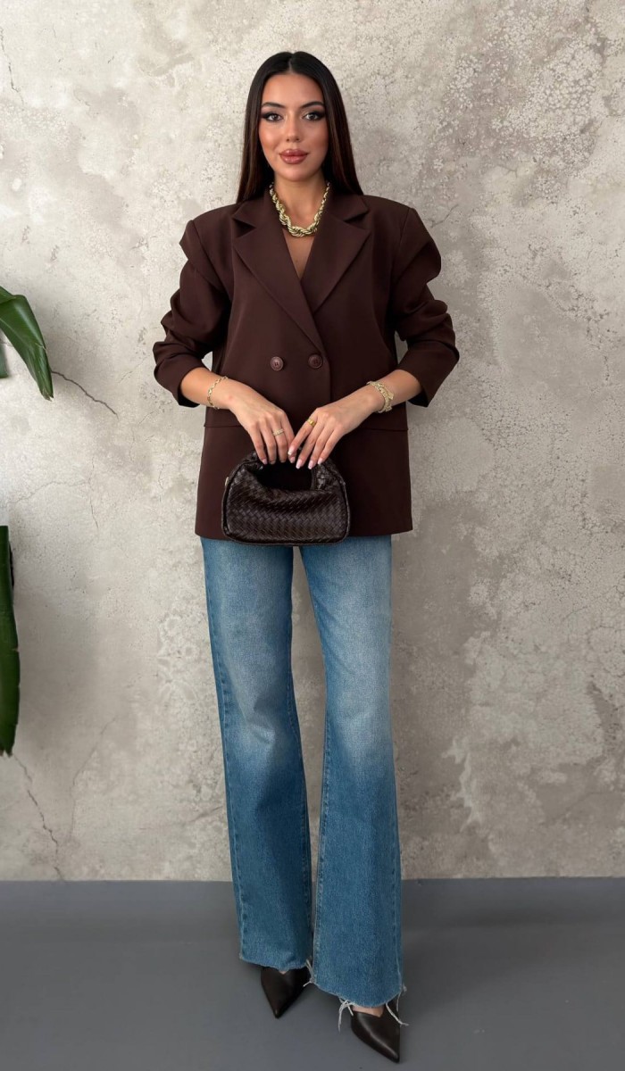 Kahverengi 2 Düğmeli Blazer Ceket STD