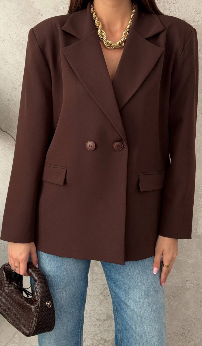Kahverengi 2 Düğmeli Blazer Ceket STD