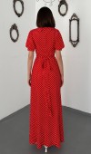Kırmızı Puantiyeli Kloş Elbise L