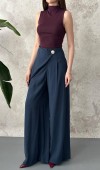 Lacivert Volan Detaylı Pantolon L