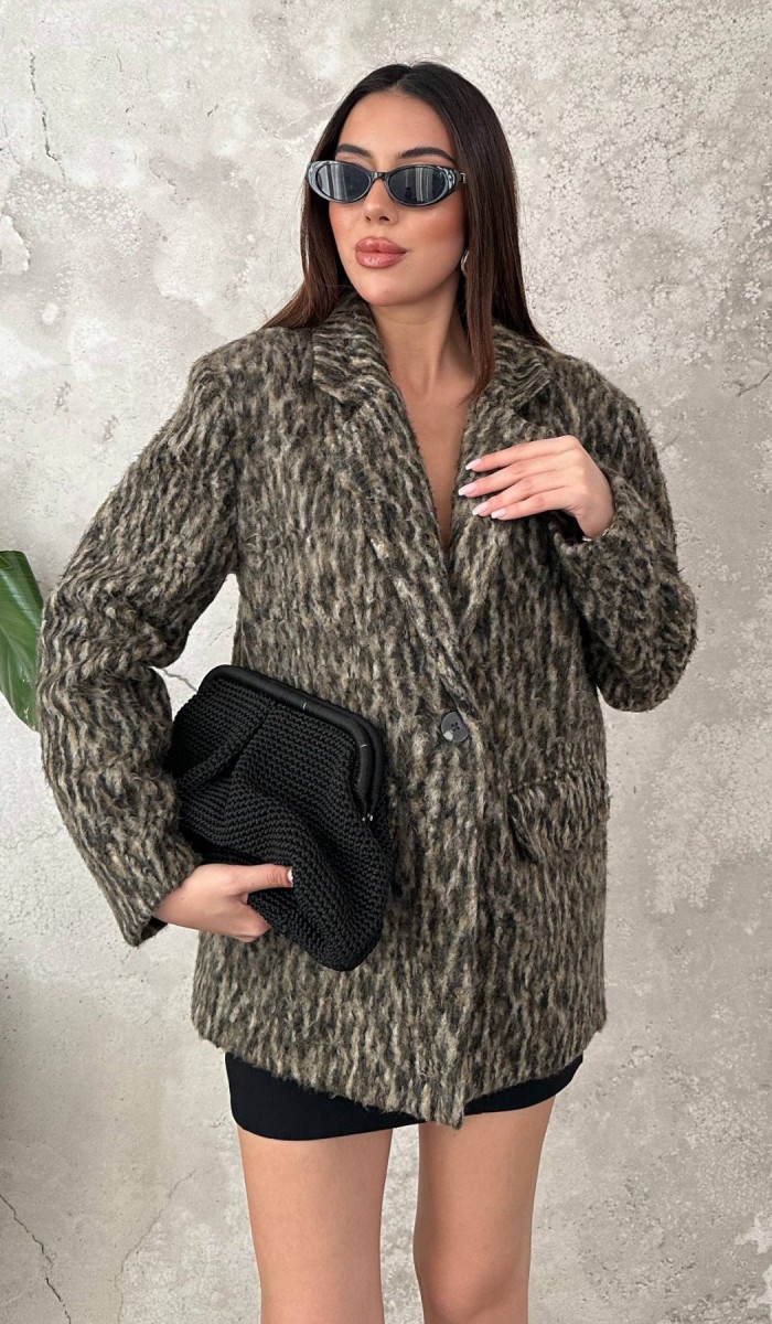 Leopar Leopar Yünlü Ceket L Leopar Leopar Yünlü Ceket L